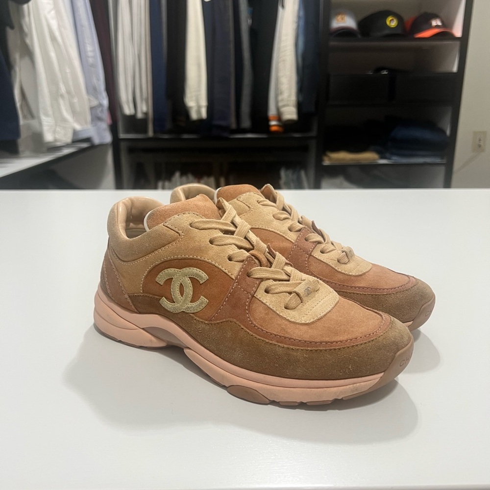 SOLD- Chanel Nylon Lambskin Suede Trainer Sneakers